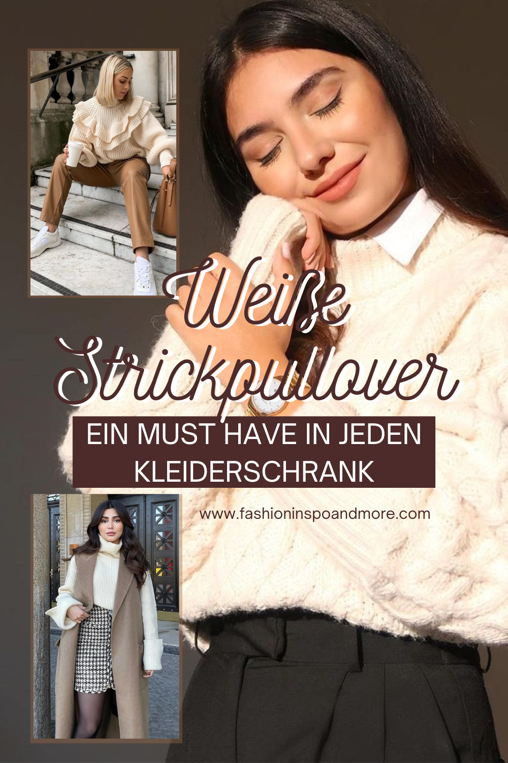 weiße Strickpullover